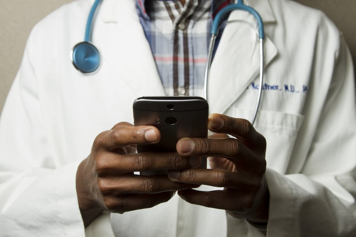 Telehealth video consultation on tablet