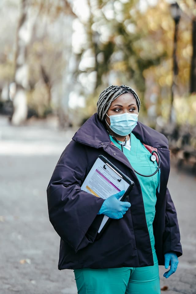 Healthcare worker engaging with patients